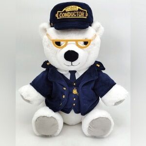 NWT Polar Express Conductor Bear Plush - White &
Navy Toy Warner Brothers